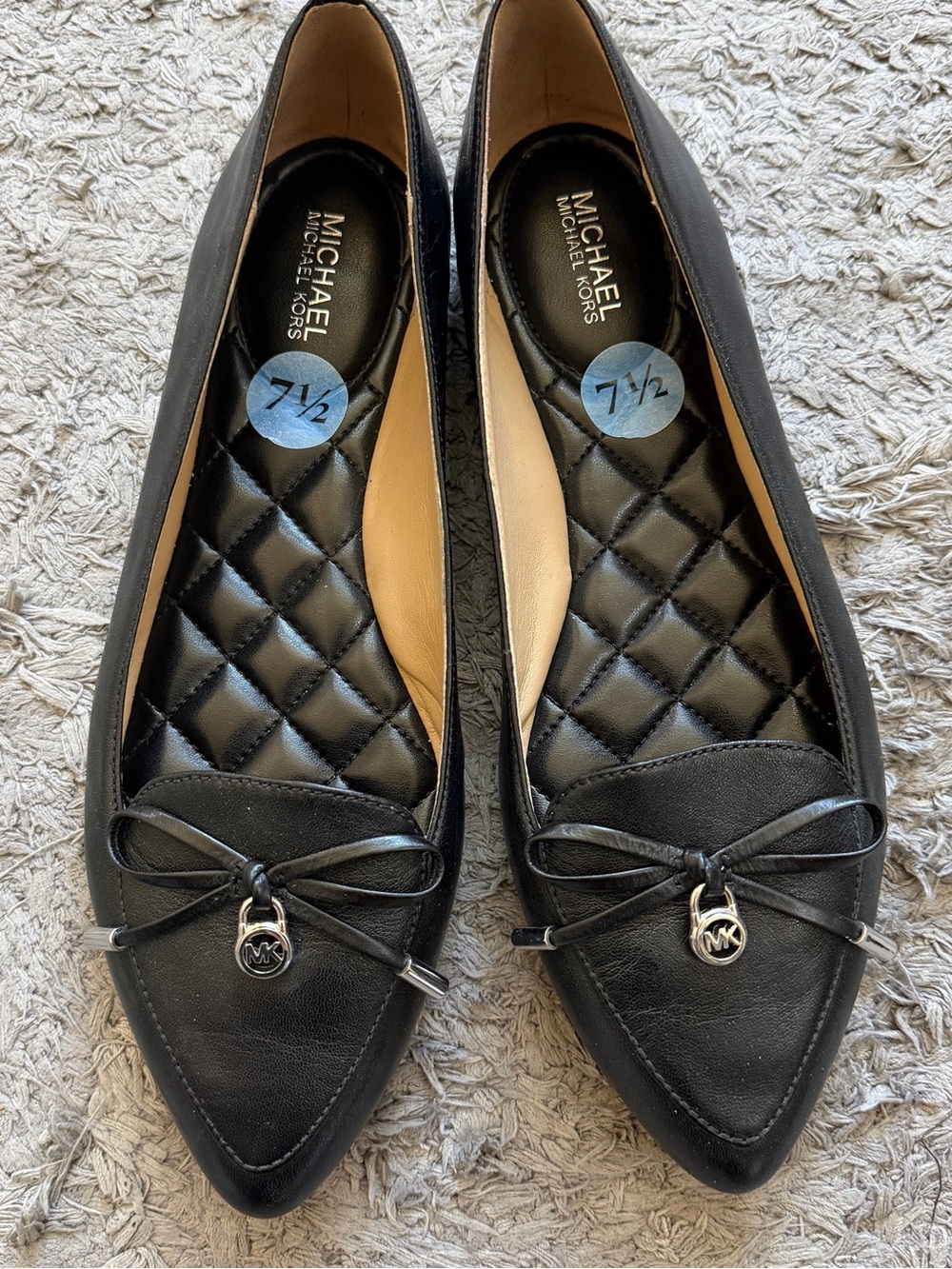 MICHAEL Michael Kors Black Pointed Flats with MK Charm